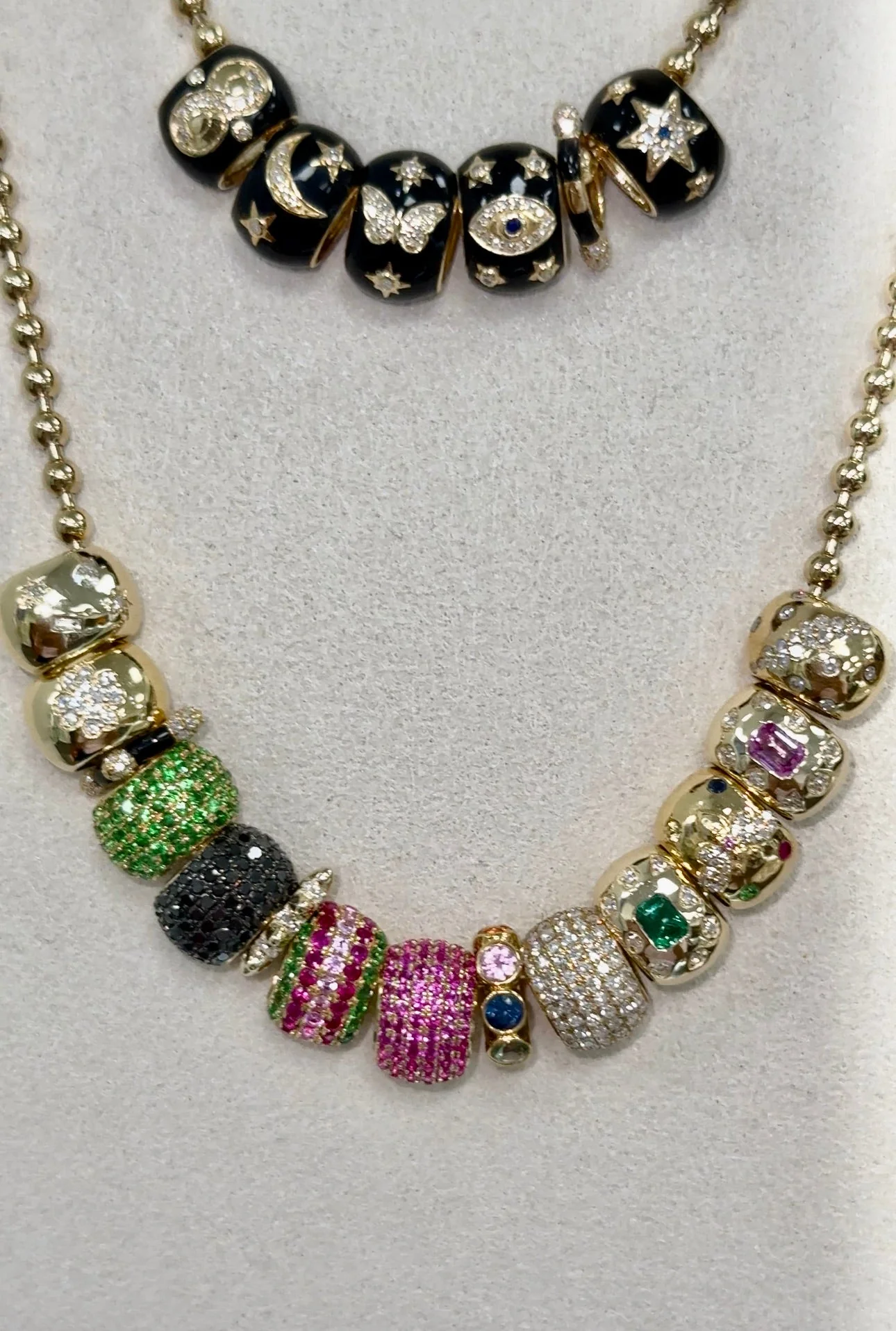 14K Black Ceramic Diamond Star & Moon Spacer Bead - Image 4