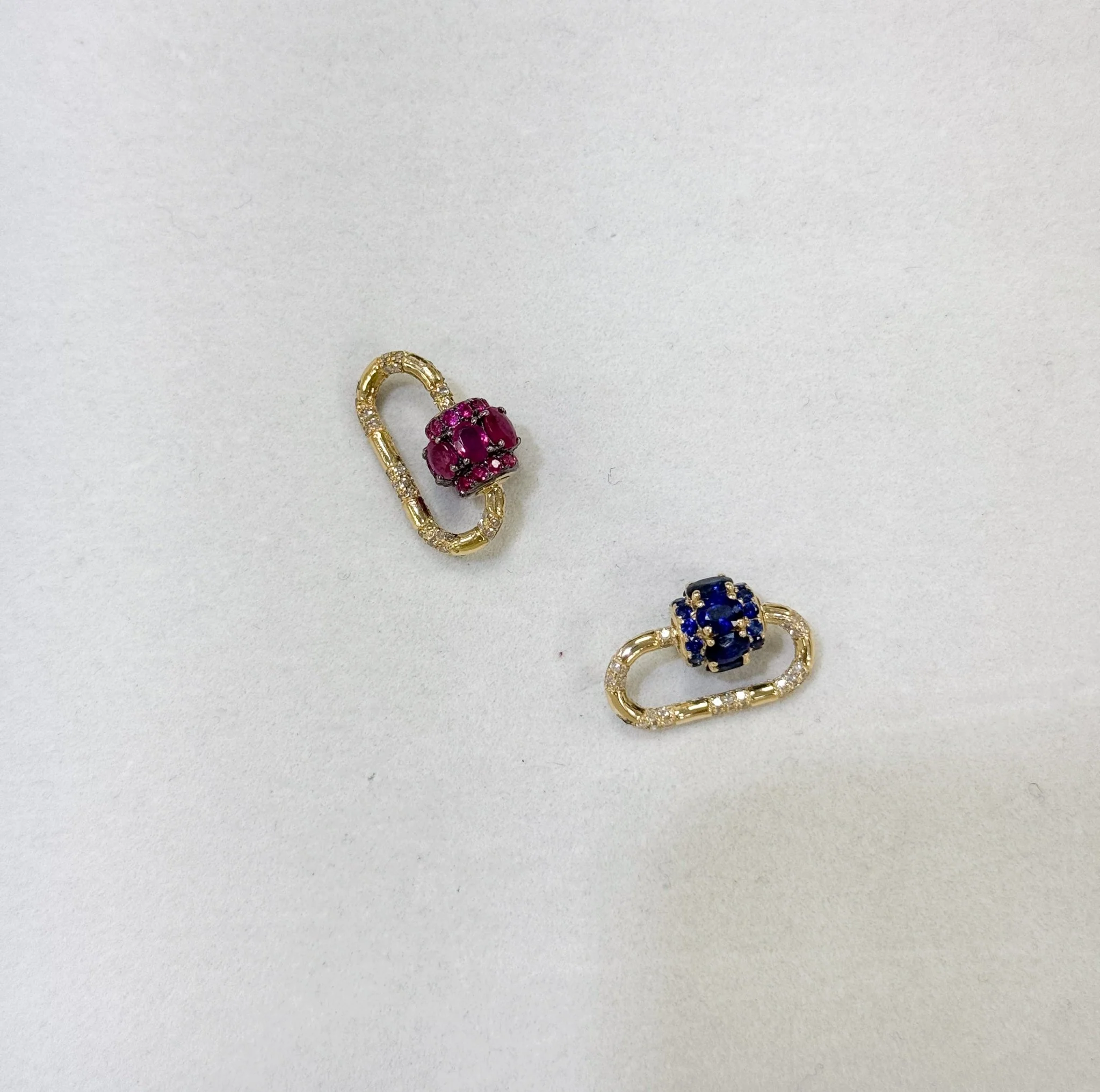 14K Diamond Emerald Carabiner Lock - Image 4