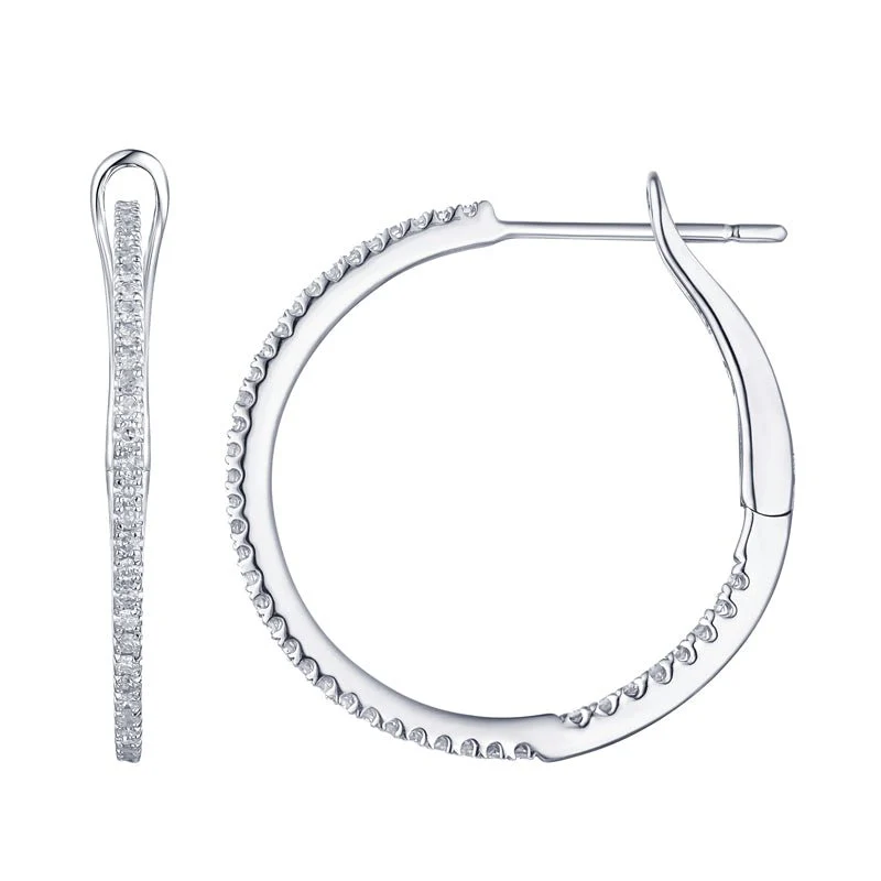 14K Diamond Hoop Earrings- Large - Image 3
