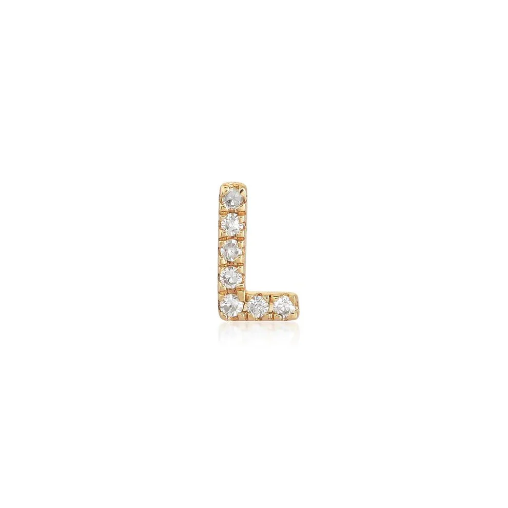 14K Diamond Initial Stud Earrings - Image 10