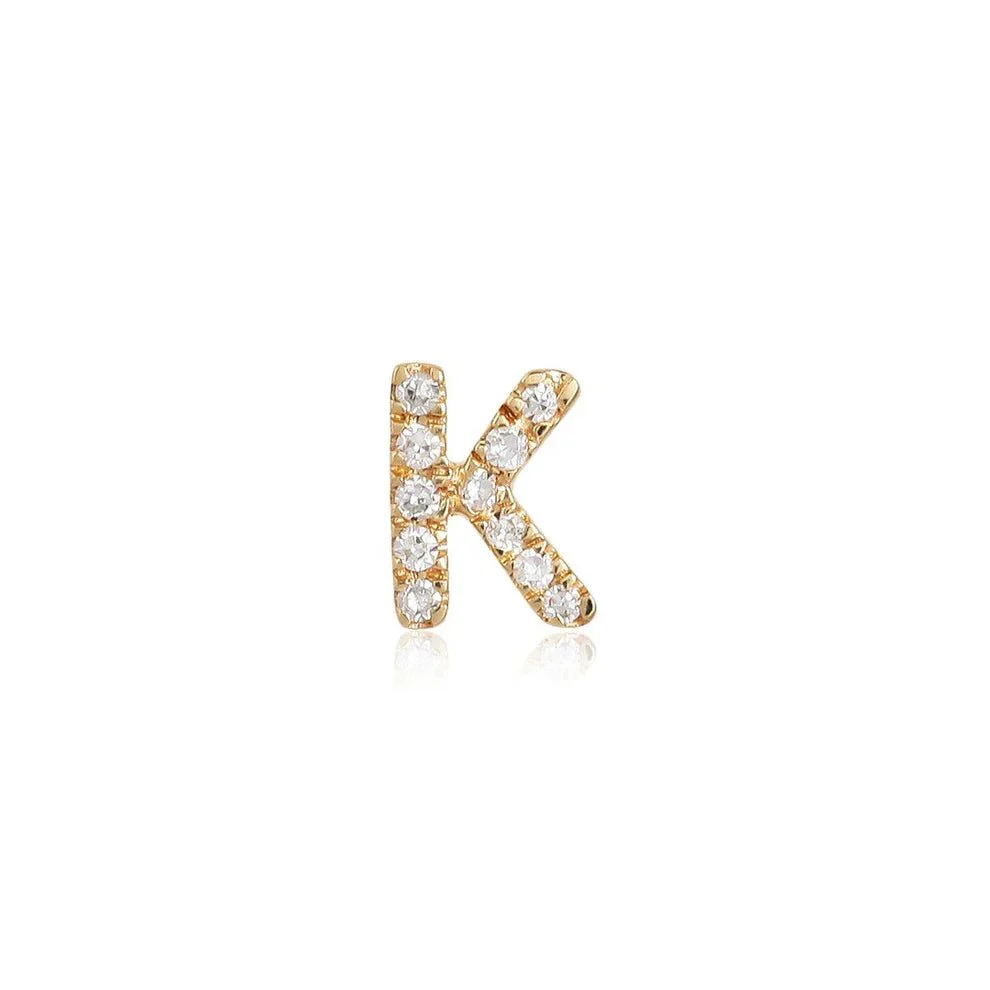 14K Diamond Initial Stud Earrings - Image 3