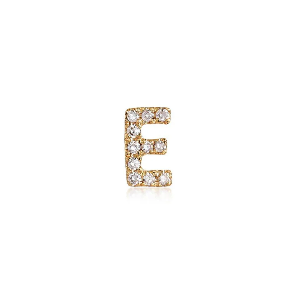 14K Diamond Initial Stud Earrings - Image 4