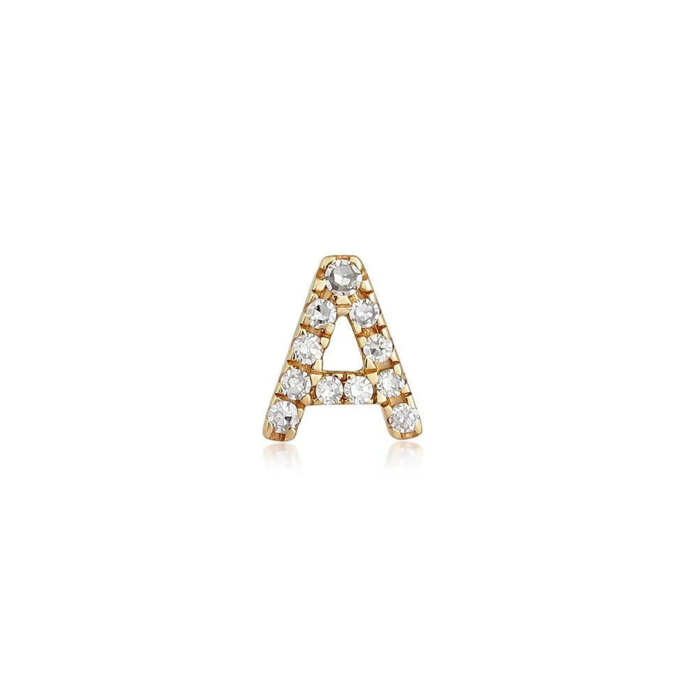 14K Diamond Initial Stud Earrings - Image 5