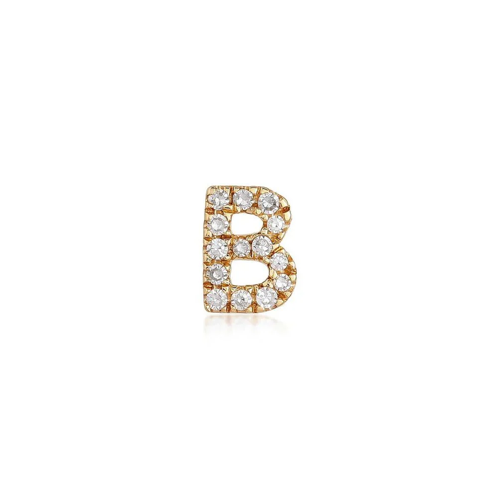 14K Diamond Initial Stud Earrings - Image 7