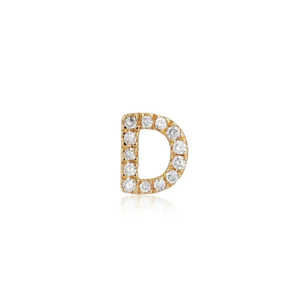 14K Diamond Initial Stud Earrings - Image 8