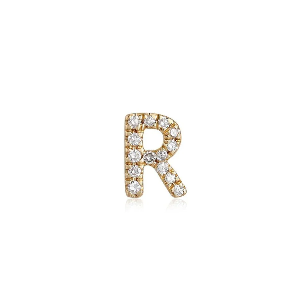 14K Diamond Initial Stud Earrings - Image 9