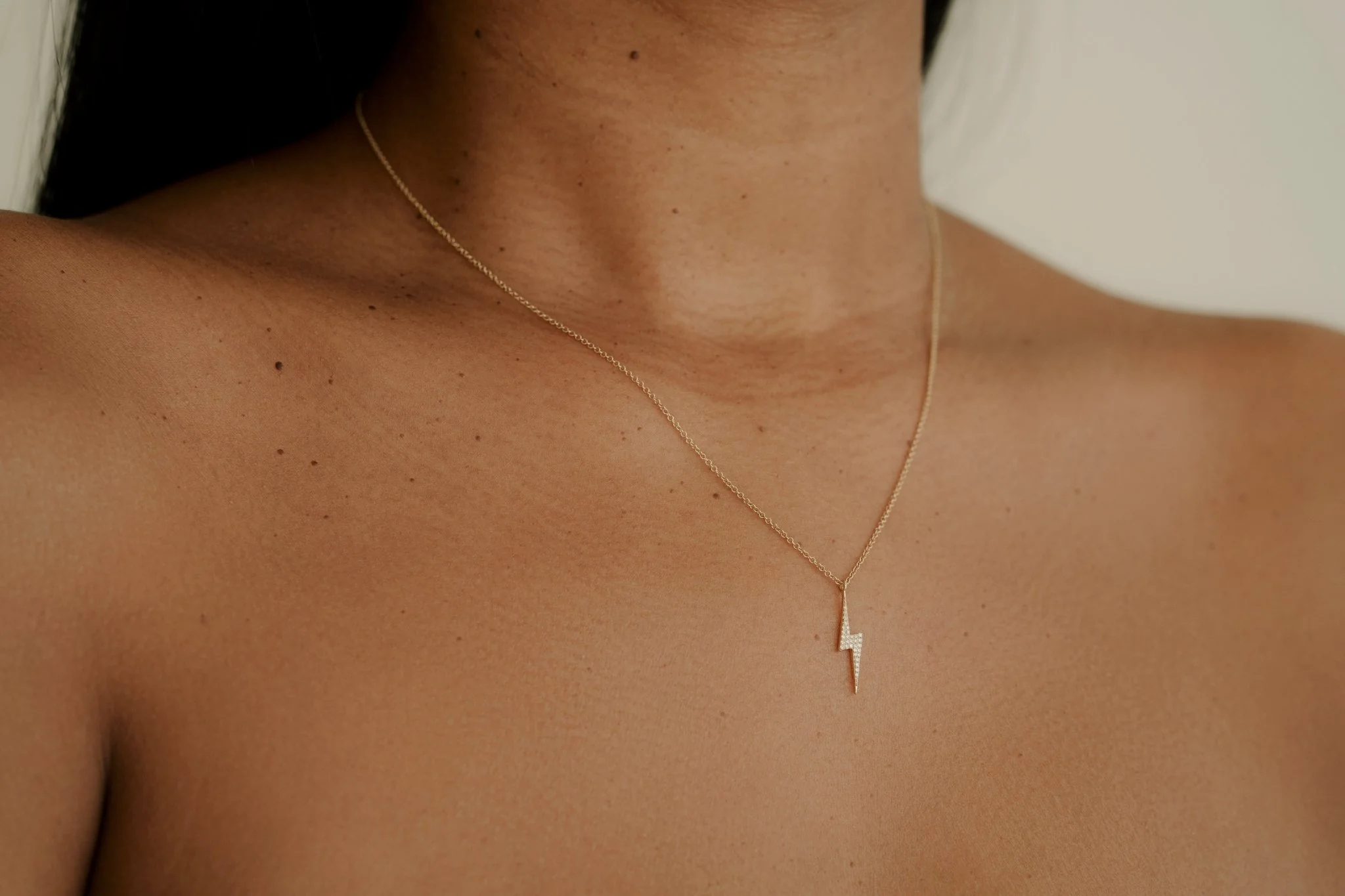 14K Diamond Lightning Bolt Necklace - Image 3