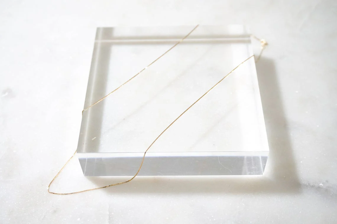 14K Gold Box Chain Necklace - Image 3