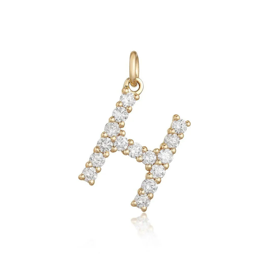 14K Large Diamond Initial Charm - Image 4