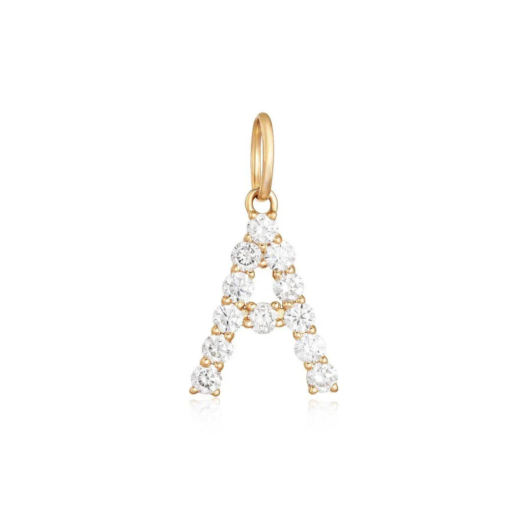 14K Large Diamond Initial Charm - Image 6