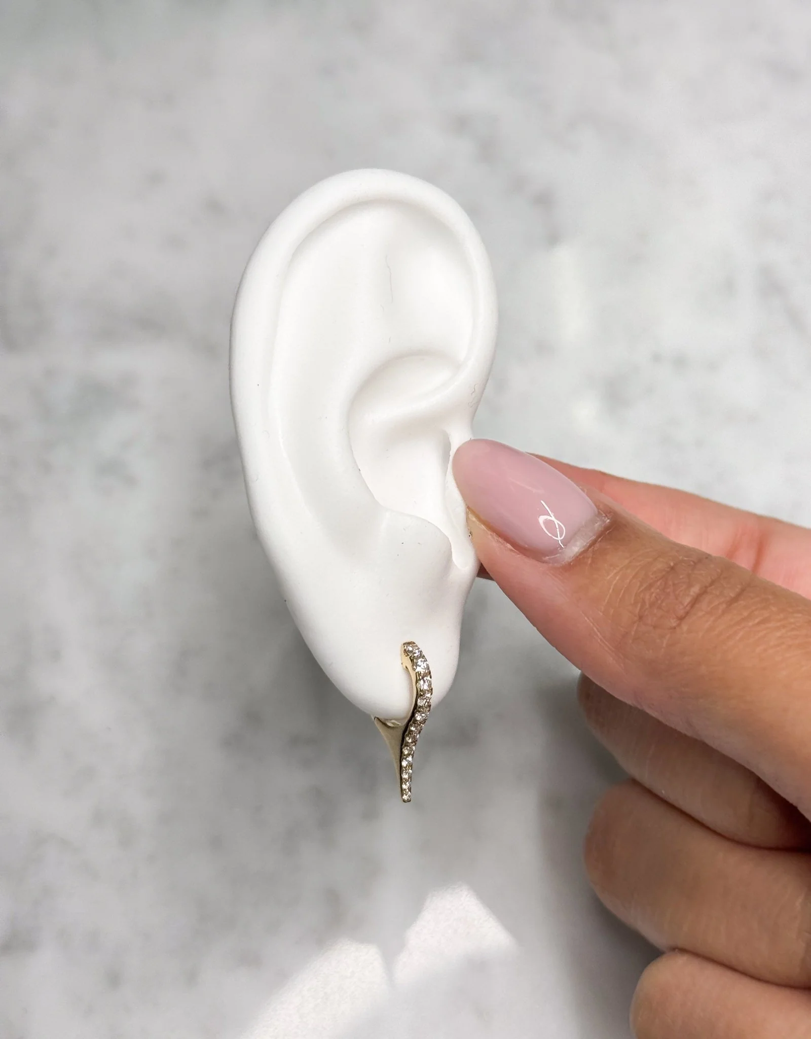 14K Diamond Long Spike Huggie Earrings - Image 3